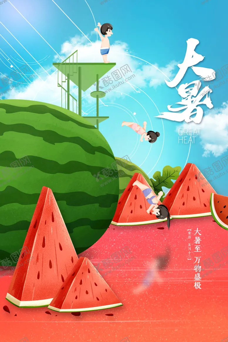 编号：14862009221058403495【酷图网】源文件下载-二十四节气大暑海报