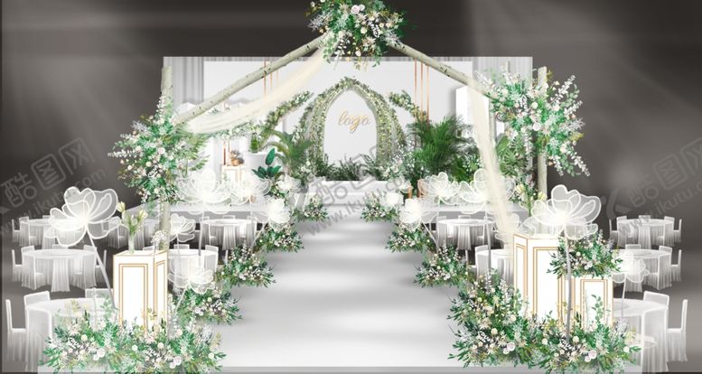 编号：18224009270147326049【酷图网】源文件下载-白绿色小清新婚礼