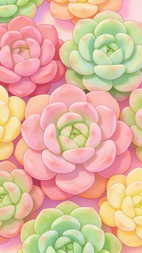 多彩手绘多肉植物集合