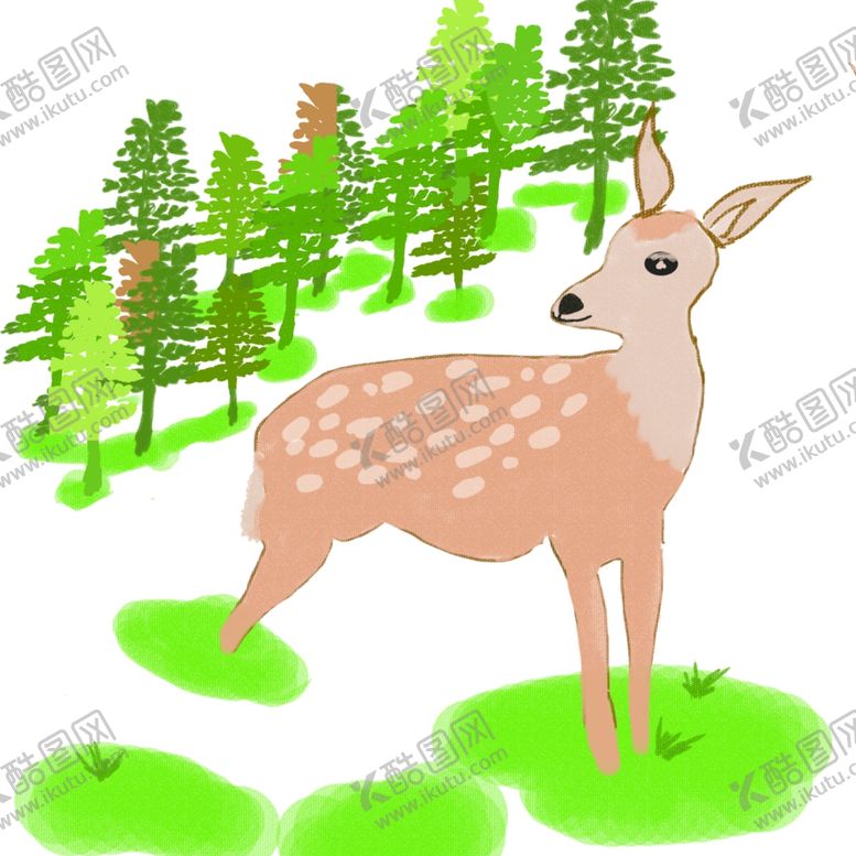 编号：59240905181459573401【酷图网】源文件下载-卡通鹿小鹿插画
