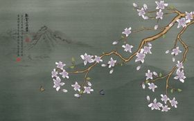花鸟画手绘花鸟背景墙