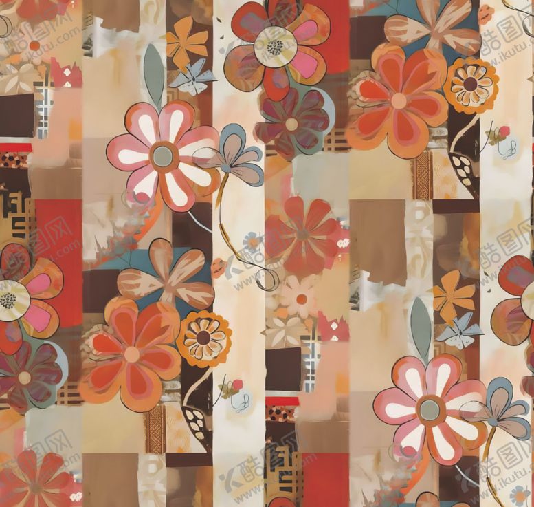 编号：50018504071835007967【酷图网】源文件下载-复古花卉几何图案背景