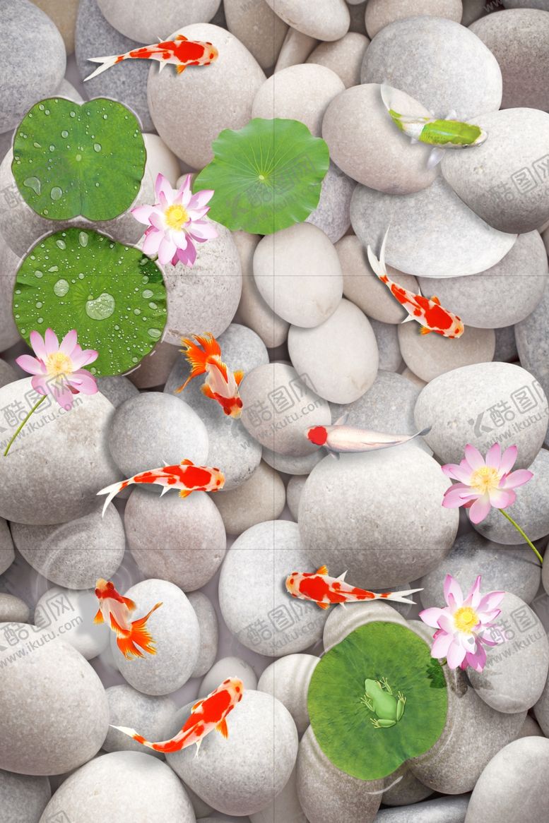 编号：77973509160908514146【酷图网】源文件下载-3D地板荷花鱼