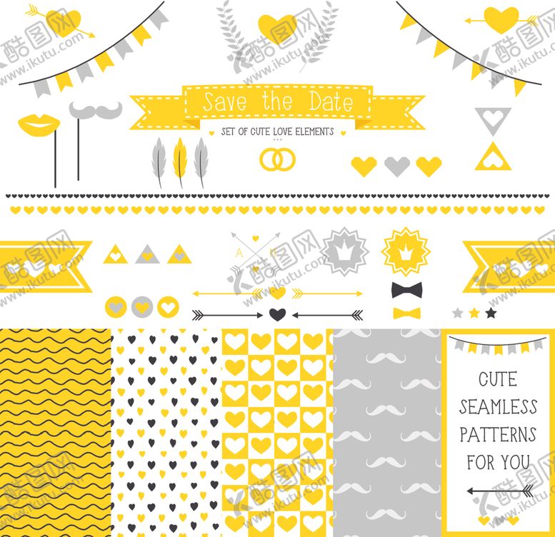 编号：90194909201653521061【酷图网】源文件下载-黄色系庆典装饰图案集合