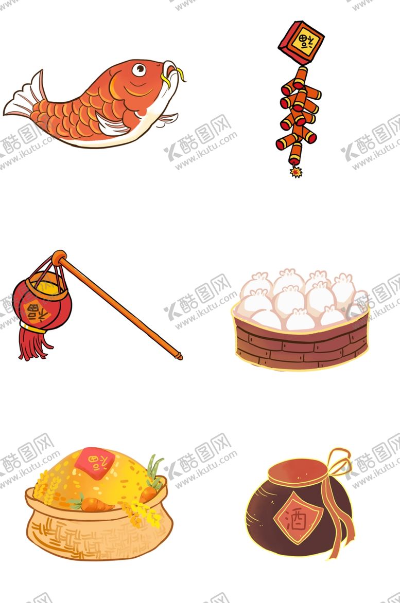 编号：15764905081402595154【酷图网】源文件下载-新年新春春节卡通手绘套图图片