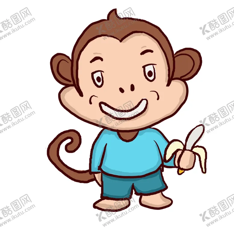 编号：32314606290938067972【酷图网】源文件下载-猴子吃香蕉插画