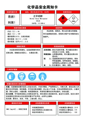 编号：52032810180557329566【酷图网】源文件下载-正辛硫醇化学品安全周知卡