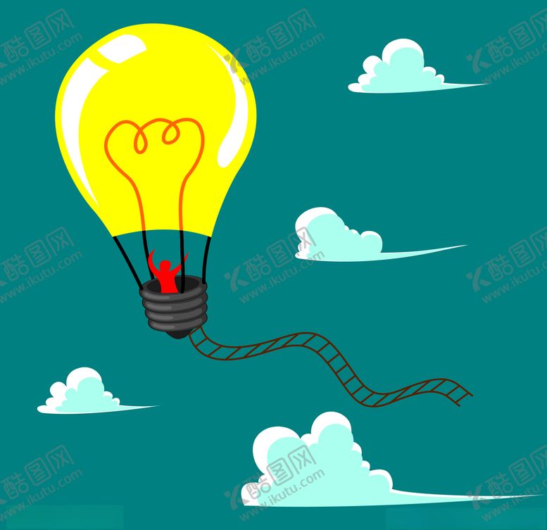编号：63173009170210316324【酷图网】源文件下载-卡通创意插图灯泡热气球