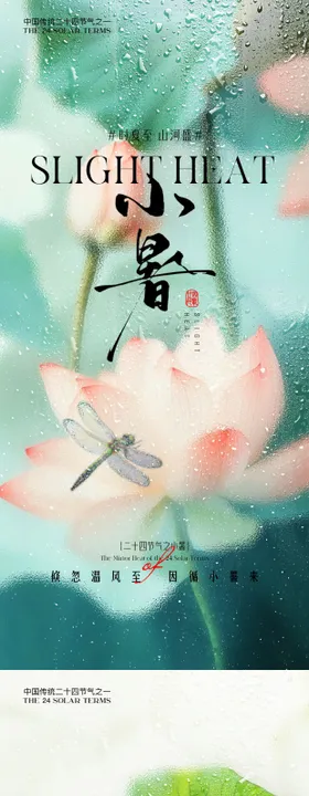 小暑大暑荷花荷叶节气海报
