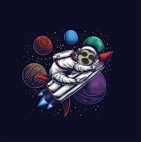 剪纸风太空火箭星球星星