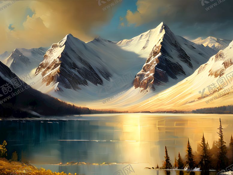 编号：60850811170539512445【酷图网】源文件下载-油画雪山风景