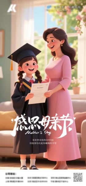 感恩母亲节教育留学海报