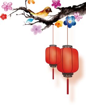 新年红灯笼元素png素材