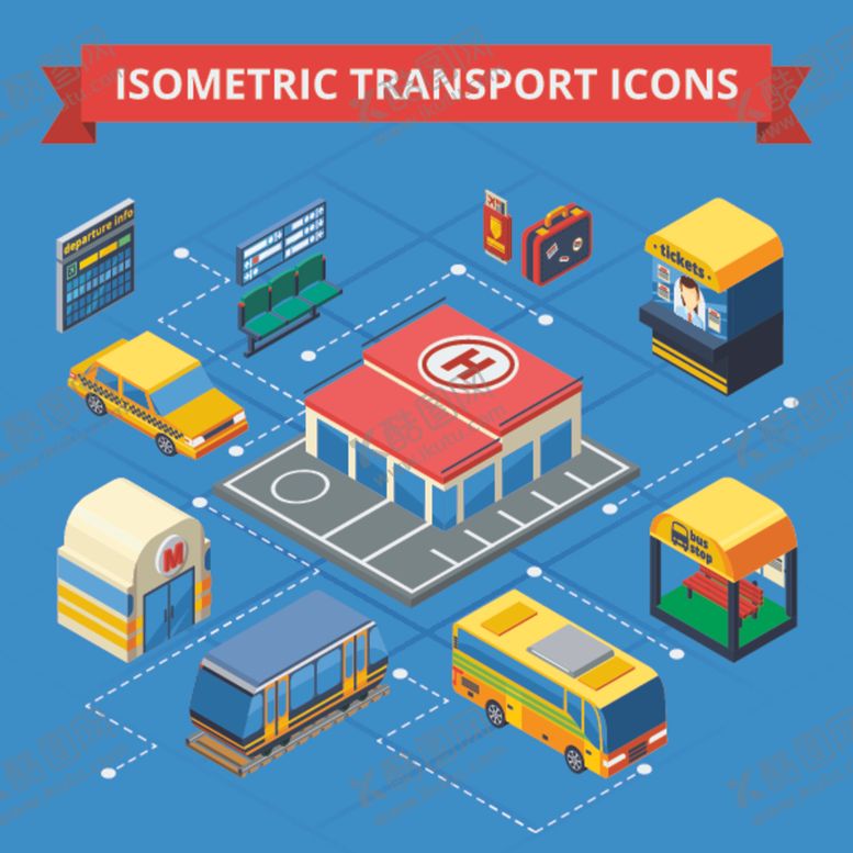 编号：49779310281258182844【酷图网】源文件下载-卡通停车场场景立体平面图