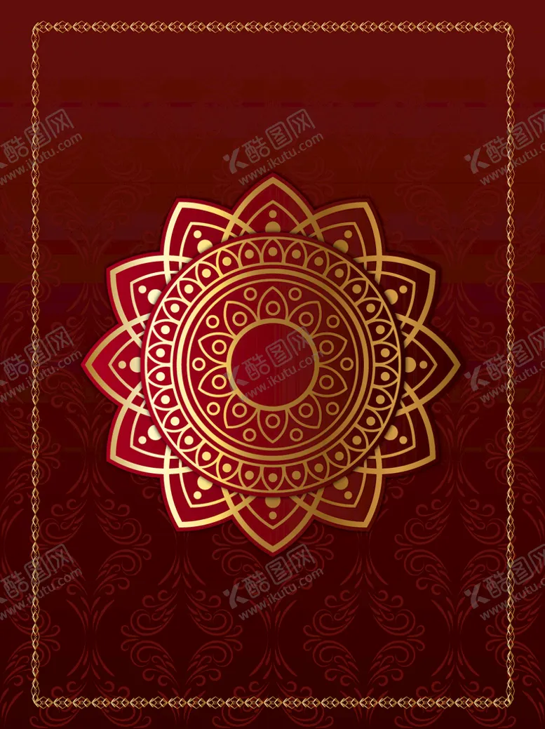 编号：16345809192047482539【酷图网】源文件下载-喜庆中国红复古图案手绘矢量装饰