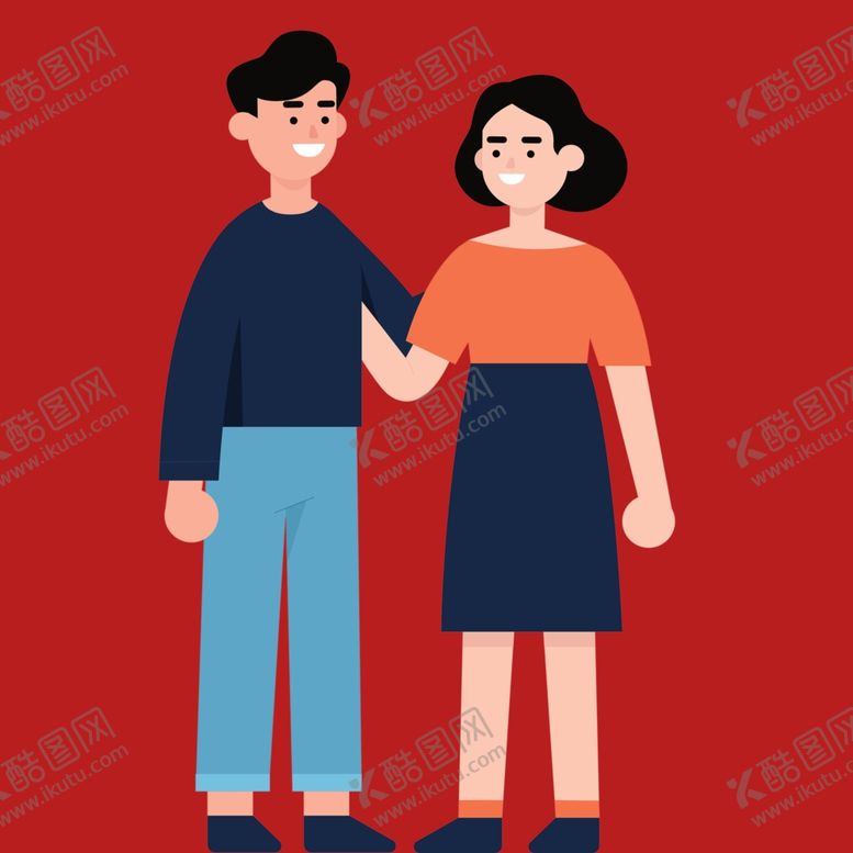 编号：34447602030026277153【酷图网】源文件下载-手绘情侣恋人