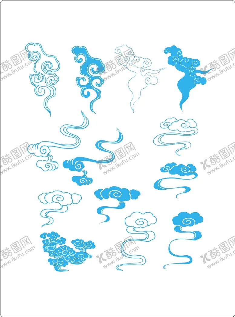 编号：80913411131935597177【酷图网】源文件下载-云纹 矢量云 传统素材云 云素