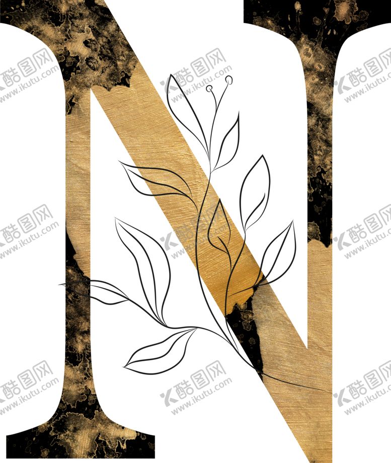 编号：22594912221539122392【酷图网】源文件下载-黄金字母设计N