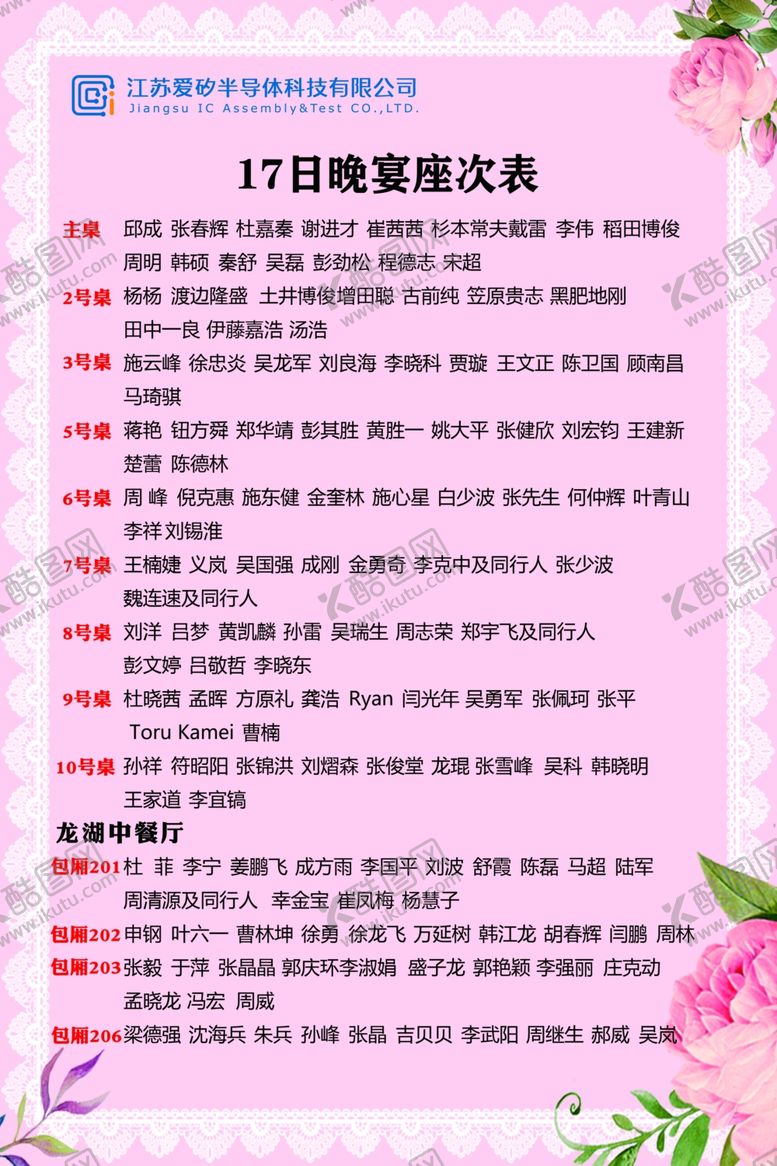 编号：90284609301947178621【酷图网】源文件下载-座次表