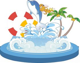 夏季海豚表演场景