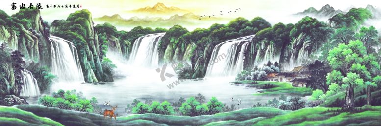 编号：99195711240622296748【酷图网】源文件下载-聚宝盆山水国画