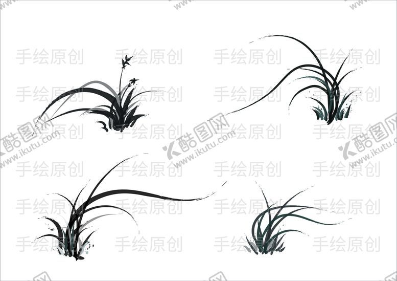 编号：59476809260319100159【酷图网】源文件下载-兰花兰草水墨画