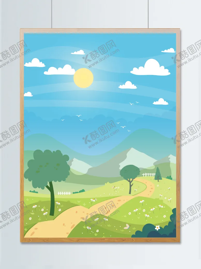 编号：63574110081054309701【酷图网】源文件下载-春夏季晴天户外郊游踏青手绘插画