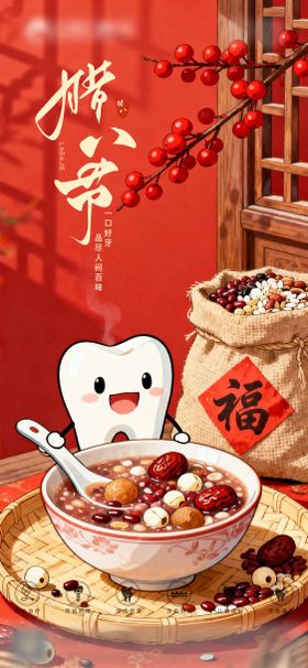 腊八节红金系列海报