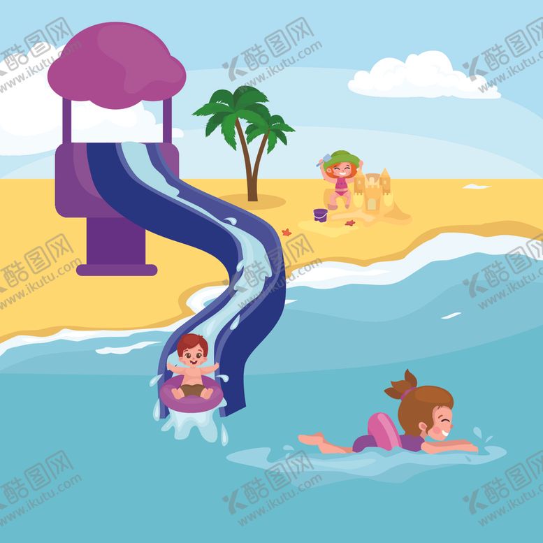 编号：88523105032307546066【酷图网】源文件下载-卡通沙滩