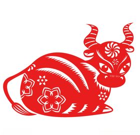 牛年剪纸插画