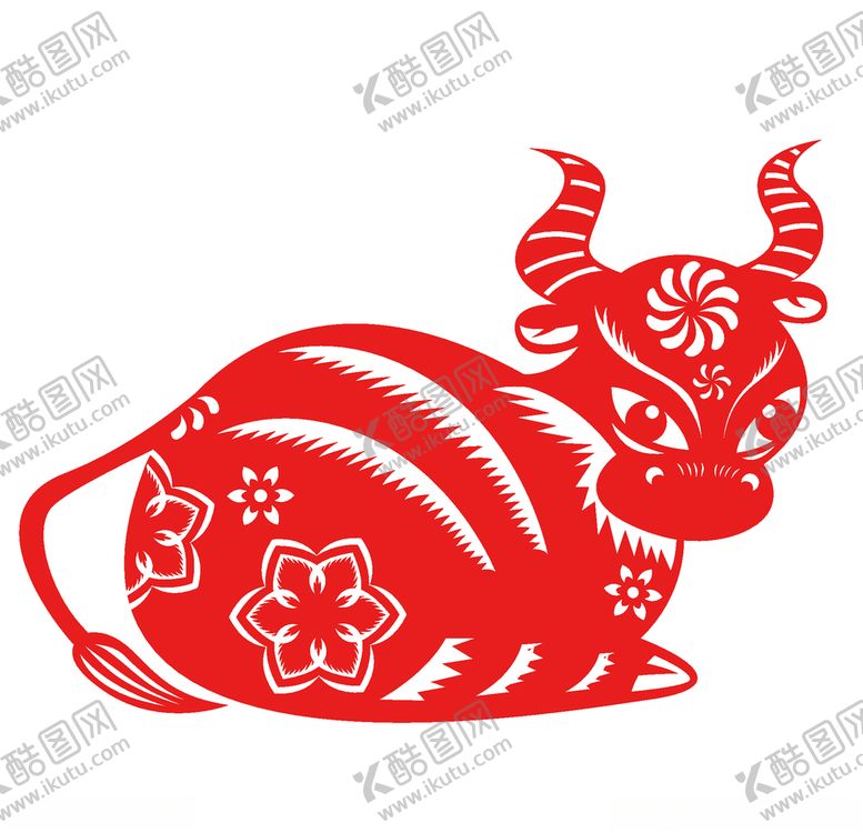 编号：98223206151713173973【酷图网】源文件下载-牛年剪纸插画