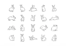 多样兔子简笔画图案