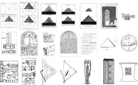 线描古埃及人文历史建筑金字塔