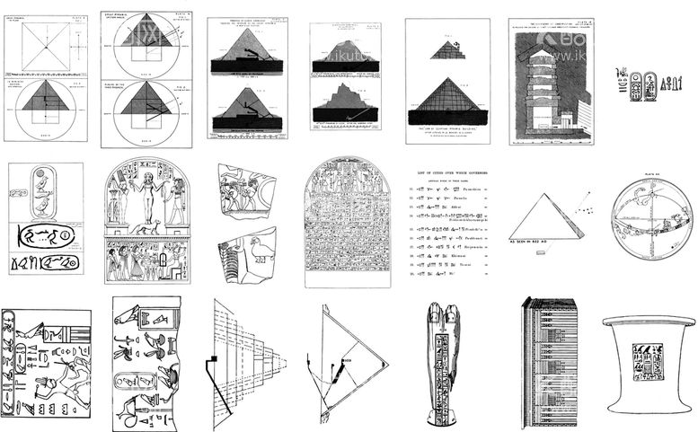 编号：89402510190708416310【酷图网】源文件下载-线描古埃及人文历史建筑金字塔