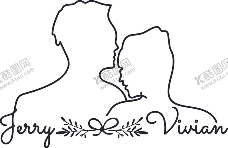 编号：58900404191050405686【酷图网】源文件下载-青年男女亲吻婚礼LOGO