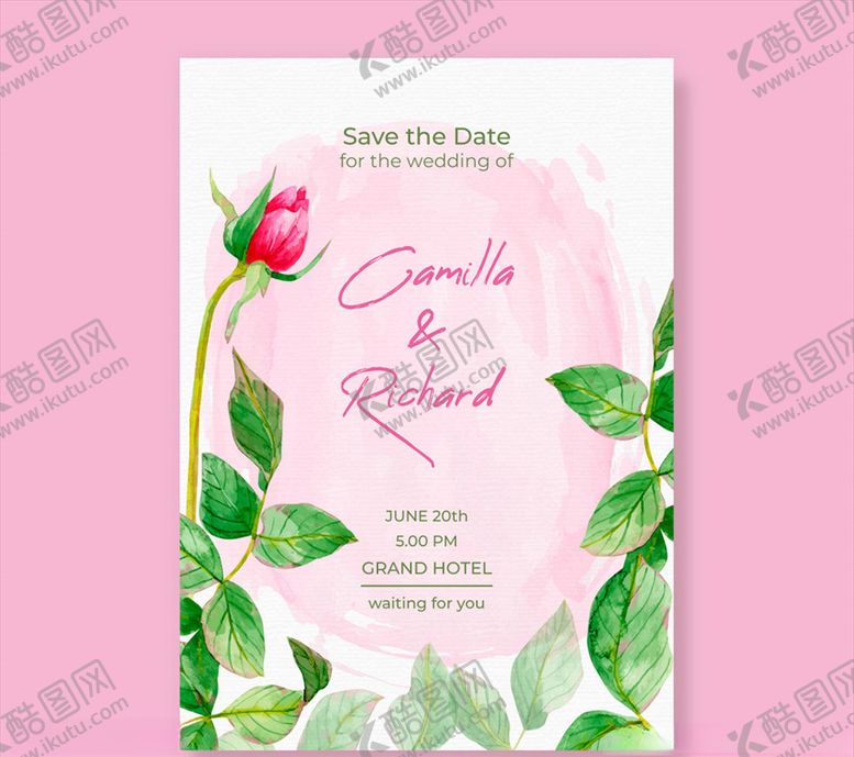 编号：47341909241846468615【酷图网】源文件下载-玫瑰婚礼邀请卡