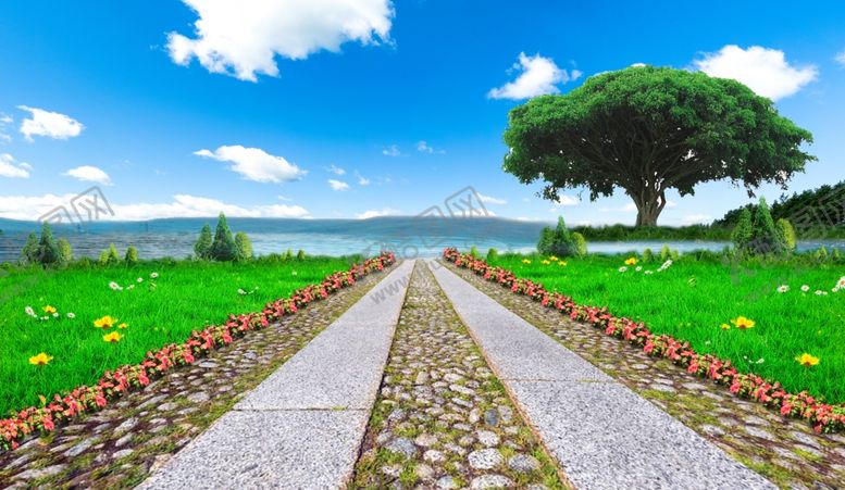 编号：56344809291425596835【酷图网】源文件下载-蓝天白云绿地