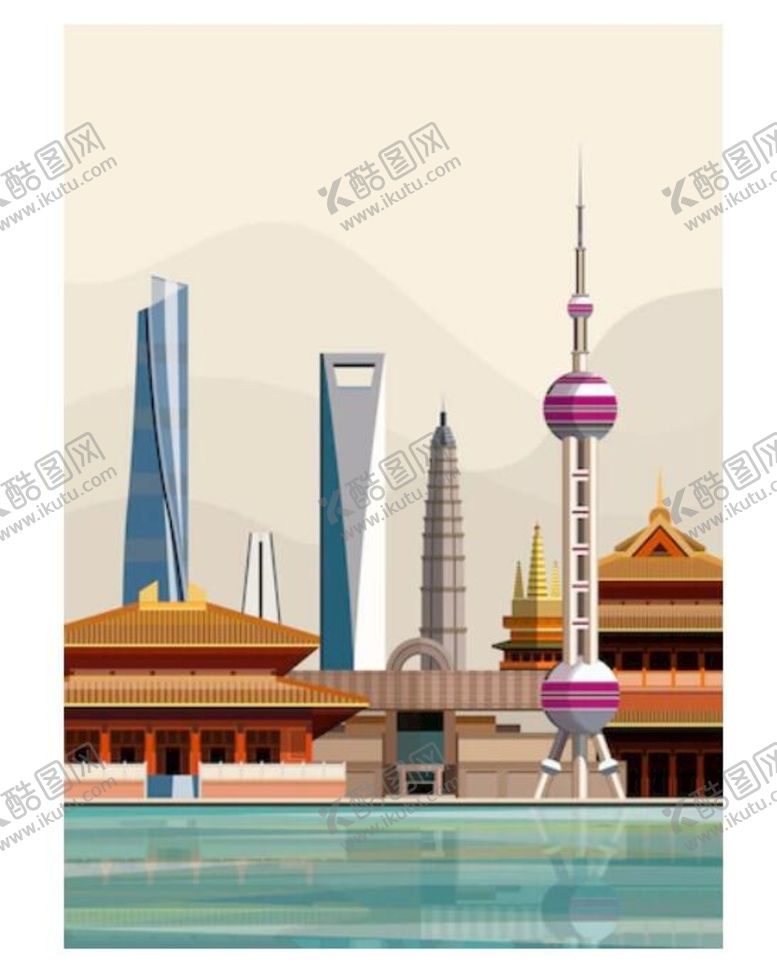 编号：81497309182233487840【酷图网】源文件下载-上海城市地标插画
