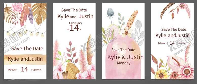 编号：30198211211614257001【酷图网】源文件下载-花卉主题婚礼请柬设计