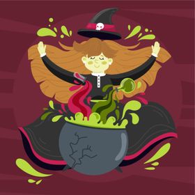 卡通魔女巫巫万圣节法
