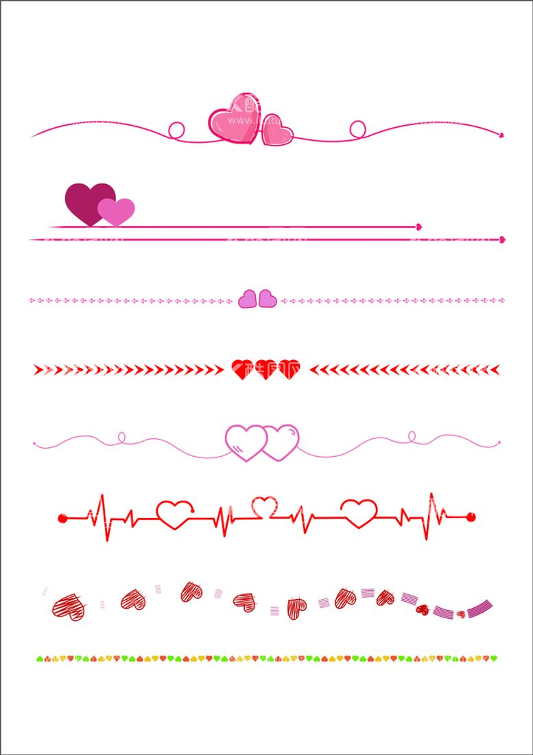 编号：30754612071152023152【酷图网】源文件下载-卡通爱心分割线