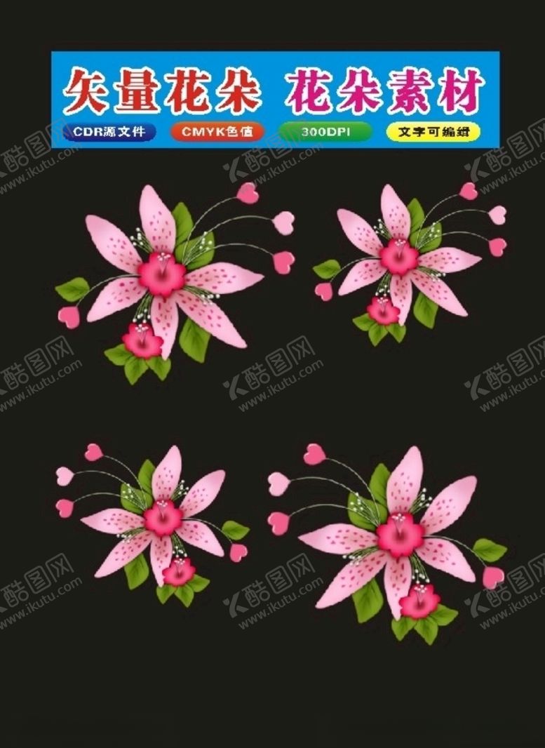 编号：42724909221938461241【酷图网】源文件下载-原创花朵矢量与花图案原创