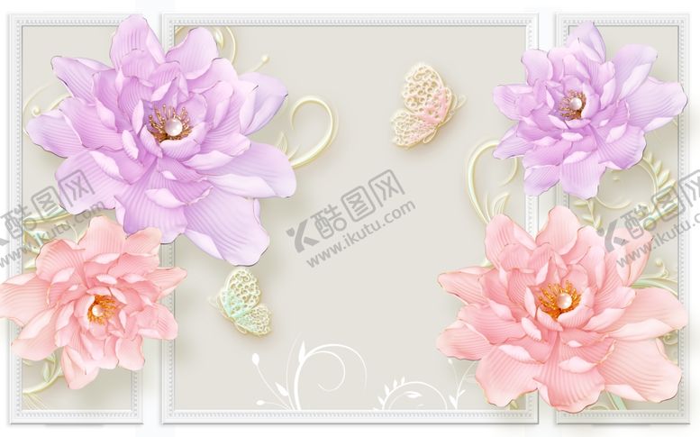 编号：26321107041548202500【酷图网】源文件下载-浮雕花荷花背景墙