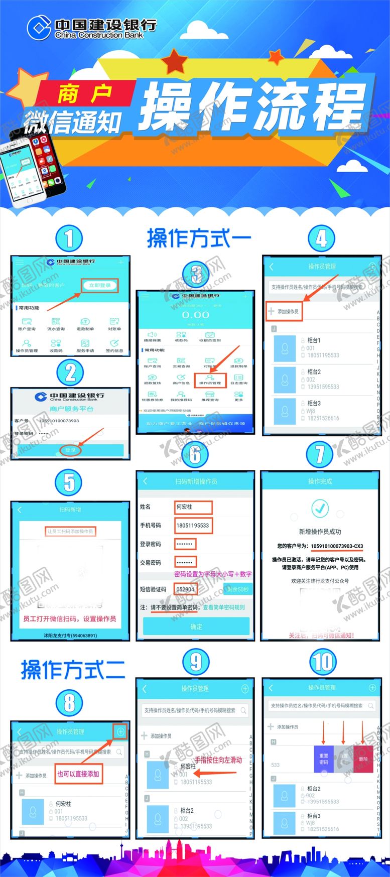 编号：87396605050118341221【酷图网】源文件下载-建设银行商户微信通知流程图展架