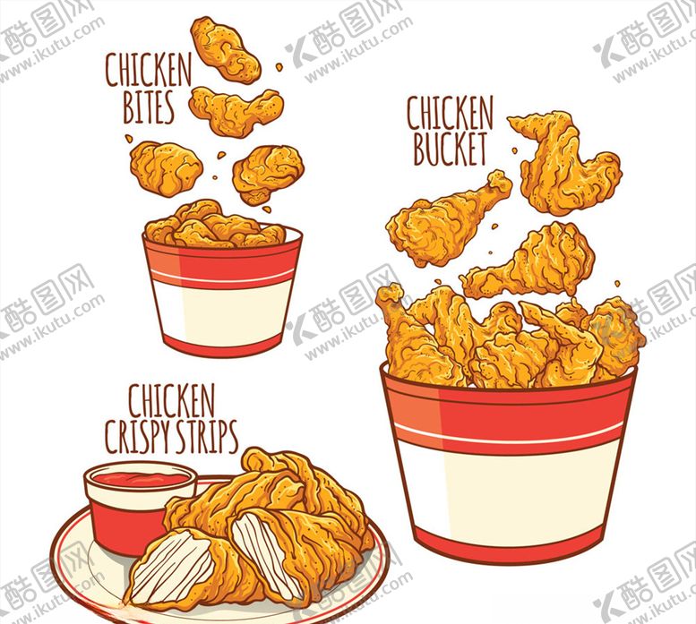 编号：64896407050009558949【酷图网】源文件下载-彩绘鸡快餐食品矢量素材