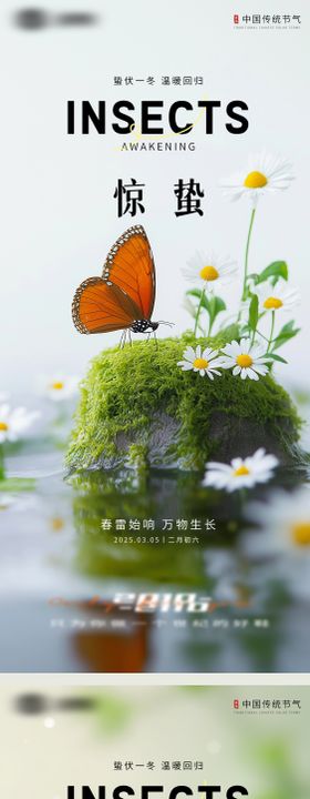惊蛰春分节气海报二十四系列清新