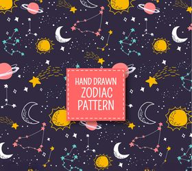 手绘图星座元素无缝背景
