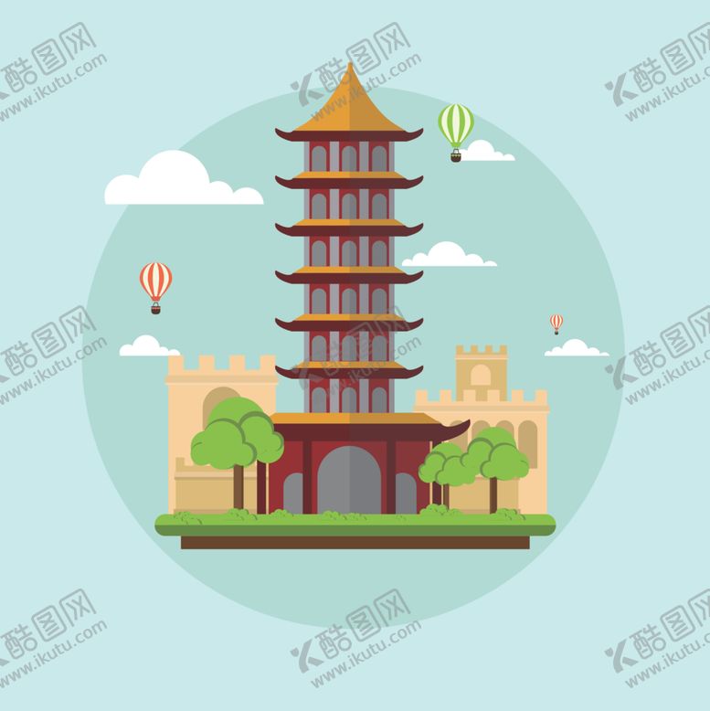 编号：33232710310840254441【酷图网】源文件下载-中国建筑插画