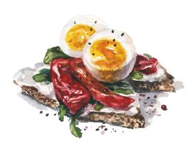 美食料理水彩绘画