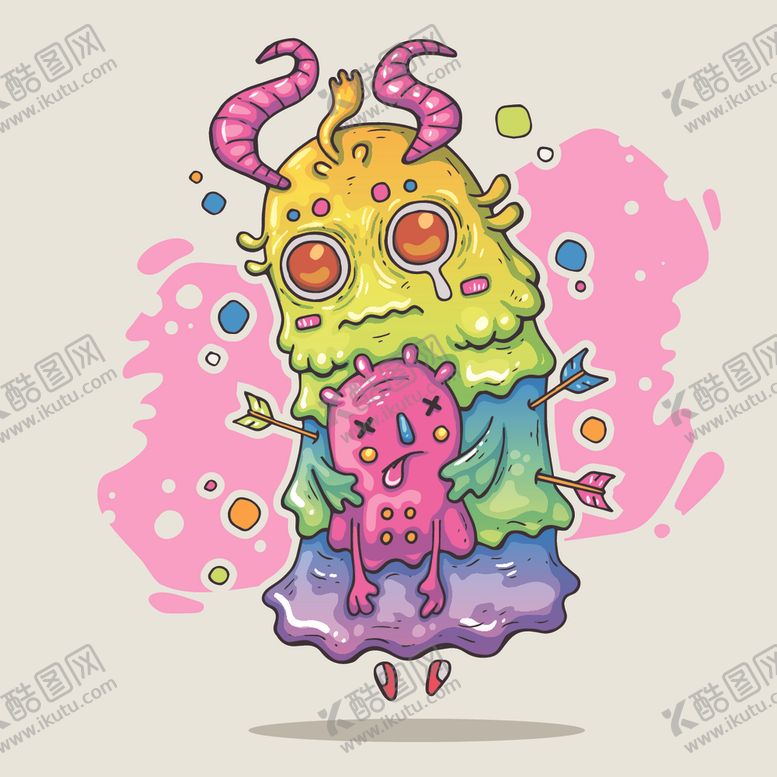 编号：21486810280811258240【酷图网】源文件下载-创意嘻哈怪物涂鸦插画